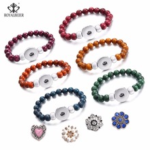 1pc Multi Fashion Elegant Beauty Beads Snap Bracelets Stone Stretched Bracelet Fit 18/20mm Snap Button Snap Jewelry SZ0587 2024 - buy cheap