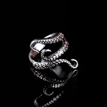 Cool Animal Octopus Rings Simple Punk Gothic Deep Sea Squid Octopus Fashion Jewelry Open Adjustable Antique Silver Finger Rings 2024 - купить недорого