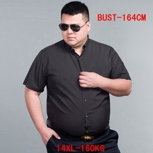 Мужская деловая рубашка с короткими рукавами, летняя черная рубашка с отложным воротником, большие размеры 10XL 11XL 12XL 13XL 14XL, 8XL 9XL 2024 - купить недорого