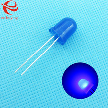 Bombilla LED redonda difusora de luz azul de 10mm, lámpara perla de diodos, enchufe de agujero pasante, gran angular de 10mm, 10 unids/lote 2023 - compra barato