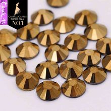 Crystal Castle-diamantes de imitación para uñas, cristal de 4A, parte posterior plana, Dorado, sin pegamento 2024 - compra barato