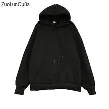 Zuolunouba Winter Casual Black Coat Fleece Women Hoodies Sweatshirts Long Sleeve Girl Pullovers Loose Cute Hooded Female Thick 2024 - buy cheap