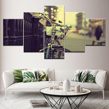 A Rent a Bicycle in street cityscape 5 Piece Wallpapers Art Canvas Print modern Poster Modular art painting Home Decor 2024 - buy cheap