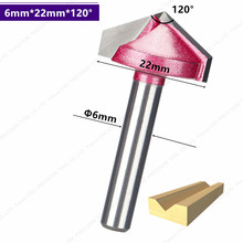 6mm*22mm*120Degree,1pcs,Free shipping CNC Engraving Woodworking Milling Cutter,Tungsten Solid carbide End Mill,3D V Router Bit 2024 - buy cheap