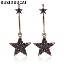 Kuziduocai brincos redondos estrela pentagrama de cobre joias finas para mulheres presentes enfeites 2024 - compre barato