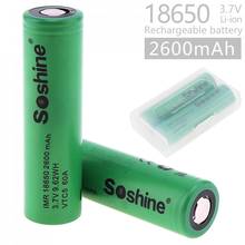 Soshine 2pcs 2600mAh IMR 18650 60A 3.7V 9.62WH VTC5 Rechargeable Li-ion Battery with Safety Relief Valve + Battery Box 2024 - buy cheap