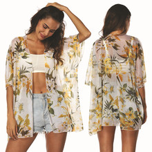 Women Bikini Cover Up Swimwear Women Beach Cardigan Sexy Swimsuit Floral  Printed Bathing Suit Beach Robe De Plage Cover Ups 2024 - buy cheap