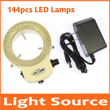 Lámpara de anillo de microscopio estéreo para lente de cámara Industrial, 144 Uds., LED, ajustable, biológico, fuente de luz, 90V-240V 2024 - compra barato