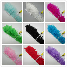Nuevo recorte de plumas de pavo de 20 yardas con flecos de cinta de plumas de pavo 4-6 pulgadas para disfraces de Carnaval ropa Diy 2024 - compra barato