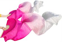 2016 female high quality Chinese Pair of belly dancing fans cheap silk veils dance fans hot sale Rose + Pink + White 2024 - buy cheap