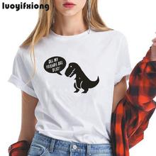Camiseta com estampa de dinossauro todos meus amigos são humanos, camiseta feminina manga curta, camiseta casual feminina hipster 2024 - compre barato
