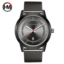 HANNAH MARTIN Brand Luxury Men Watches Steel Mesh Wateproof Quartz Wristwatch for Men Calendar Relogio Masculino Clock Gift Box 2024 - buy cheap
