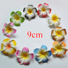 50 pçs 9cm pe frangipani espuma havaiana artificial eva plumeria cabeças de flores para festa de casamento decoração diy grampo de cabelo acessório 2024 - compre barato