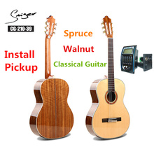 Guitarra Eléctrica acústica clásica de abeto, cuerda de nailon de 39 pulgadas, 6 cuerdas de instalación, Color madera de nogal 2024 - compra barato