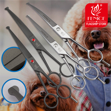 Набор профессиональных ножниц Fenice для стрижки питомцев, 7,0 дюйма, изогнутые ножницы с безопасным круглым наконечником для груминга собак, ушей, носа, лап для лица 2024 - купить недорого