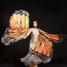 Arcoíris de mariposa naranja creativa para danza del vientre, alas de Isis, disfraces de danza del vientre, accesorio para escenario, accesorios de actuación para Club 2024 - compra barato