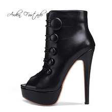 Arden Furtado 2019 spring autumn zipper sexy stilettos party shoes ladies peep toe ankle boots platform high heels 16cm 42 43 2024 - buy cheap