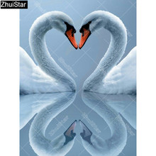 Pintura de diamante zhui star completa de diamante quadrado 5d diy "cisne casal" 3d bordado ponto cruz imitação de diamante decoração de mosaico 2024 - compre barato