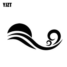 YJZT-calcomanía de sol con ondas de mar para coche, pegatina de dibujos animados de 15,3 CM x 7,4 CM, color negro/plateado, C19-1641 2024 - compra barato
