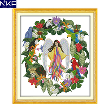 NKF Floral Fairy Cross Stitch Sets DIY Kits Handmade Craft Needlework Counted Cross Stitch Kits Embroidery for Home Decor 2024 - buy cheap