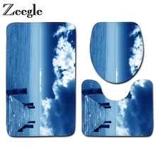 Zeegle 3pcs Bathroom Mat Set Landscape Pattern Bath Mat Anti-slip Bathroom Floor Mats Microfiber Toilet Mat and Bath Rug Sets 2024 - buy cheap