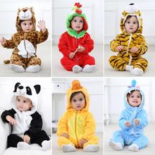 Bebê macacão de flanela meninas meninos roupas do bebê recém-nascido dos desenhos animados pijamas inverno quente animal pijamas 2024 - compre barato