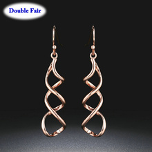 2018 New Double Loop Dangle Earrings For Women Long Wave Drop Earring Statement Wedding Jewelry Wholesale DWKC156M 2024 - buy cheap
