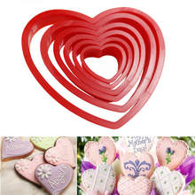 6Pcs/set DIY Red Heart Shaped Cookie Cutter Biscuit Mold Mould Cake Baking Tool Plastic 2024 - buy cheap