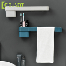GUNOT Wall-mounted Shelf Towel Rack Toothpaste Toothbrush Holder For Bathroom Multifunction Storage Shelf Bathroom Accessories 2024 - buy cheap