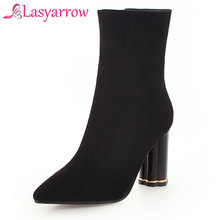 Lasyarrow-botas femininas com zíper, com ponta de tornozelo, para mulheres, preto, vermelho, casual, martin, chelsea, botas, tamanho grande 43 f322 2024 - compre barato