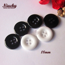 Niucky 18mm 4 holes Round edge black / white resin coat button for sewing Basic sewing materials supplies R0201-054 B & k 2024 - buy cheap