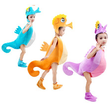 Disfraz de caballito de mar para niños y niñas, traje de animal para fiesta de Halloween, de hipocampo, azul y naranja 2024 - compra barato