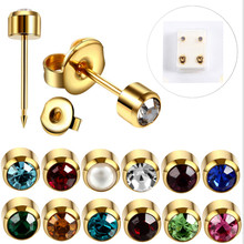 New Arrival Multicolor Crystal Stainless Steel Ear Stud Fashion Stud Earrings Female Piercings Fashion Jewelry Gifts Wholesale 2024 - buy cheap
