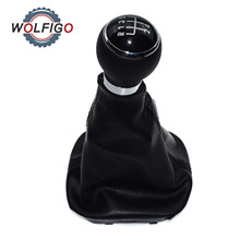 WOLFIGO New Black 5-Speed Gear Shift Knob Gaitor Boot For VW Volkswagen Golf Jetta MK5 MK6 2024 - buy cheap