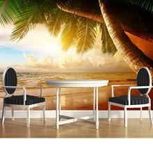 Papel pintado con foto 3D personalizado, puesta de sol, playa, palma, paisaje para la sala de estar, dormitorio, TV, Fondo de pared, papel de pared impermeable 2024 - compra barato