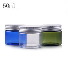 Free shipping 50g/ml Green Blue Clear Lucency Plastic Empty packaging Bottle Jar With Silver Aluminum Screw Lid Empty Comtainers 2024 - buy cheap