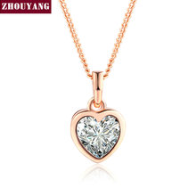 Высшее качество сердце Кристалл розовое золото цвет модный кулон, ювелирные изделия Сделано с австрийским кристаллом ZYN129 ZYN130 2024 - купить недорого