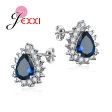 Elegance Waterdrop High Quality Crystals 925 Sterling Silver Stud Earrings For Women Wedding Bridal Sparkling Accessories 2024 - buy cheap