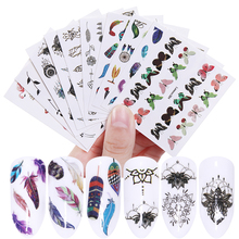 LEMOOC 10 Sheets Nail Art Water Decals Transfer Stickers Flower Butterfly Necklace Mixed Colorful Pattern Nail Decorations 2024 - buy cheap