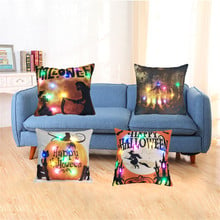 Halloween 45*45 Pillow Case Decorative Throw Pillow Case Cover Pumpkin Spice LED Color Light Cushion Covers For Sofa Chair Couch 2024 - buy cheap