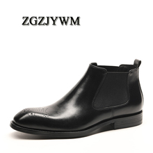 ZGZJYWM High Quality Black/Red Wine Breathable Elastic Band Genuine Leather Dress Wedding Pointed Toe Oxford Boots For Men 2024 - buy cheap