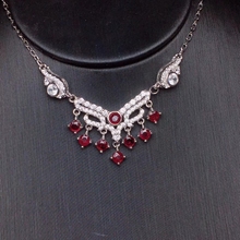 Natural red ruby gem Pendant necklace S925 silver Natural gemstone necklace Fashion Tassels crown woman wedding fine jewelery 2024 - buy cheap