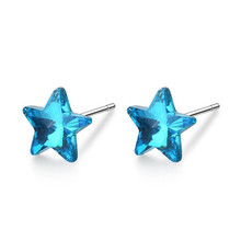 Girl Heart Simple Temperament Fashion 925 Sterling Silver Jewelry Blue Five-pointed Star Crystal Stud Earrings SE636 2024 - buy cheap