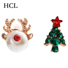 Pendientes de tuerca de Navidad para mujer, aretes con diseño de estrella para árbol de alce de cristal de perlas, regalo para niña, joyería para fiesta, 2018 2024 - compra barato