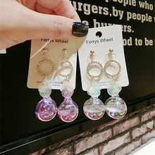 Korean Fashion New Glass Ball Bubble Water Sequined Rhinestone Drop Earring Student Cute Tassel Ear Nail Dangle Earrings Jewelry 2024 - buy cheap