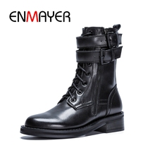 Enmeyer-botas para mujer de punta redonda con hebilla y Correa, botines cruzados Botas talla grande 34-40 ZYL1009 2024 - compra barato
