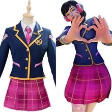 OW Academy DVA Cosplay Costume DVA School uniform Outfit Halloween Party Cosplay Costume Dailywear 2024 - buy cheap