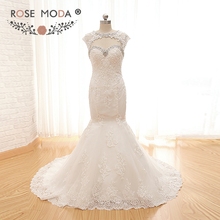 Rose Moda Lace Wedding Dress with Removable Jacket Lace Wedding Dresses Boho Cut Out Back Real Photos 2024 - buy cheap