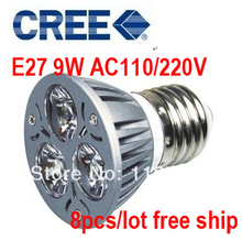 8Pcs/lot LED Spotlight 3*3 9w Bulb Lamp, LED Bulb, High Brightness E27 led energy saving bulb led Lamps,Free shipping 2024 - buy cheap