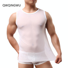 Camiseta informal transparente para hombre, camisetas sexys de malla con transparencias, camiseta ajustada, ropa interior Gay, talladora 2024 - compra barato
